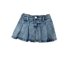The‎ Childrens Place Girls Blue Denim Pleated Skort Skirt Adjustable Waist 2T